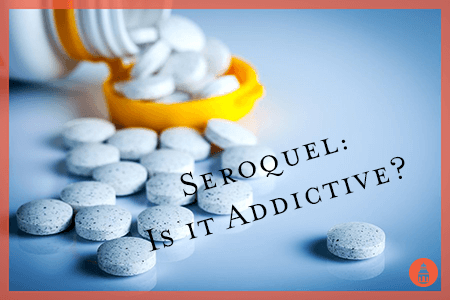 Prescription pills strewn on floor with seroquel text