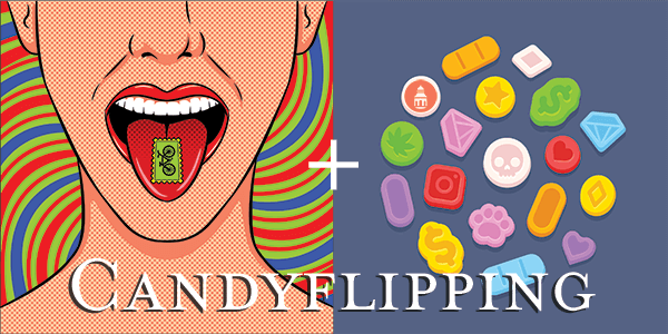 woman taking lsd and pills of mdma combining into candyflipping