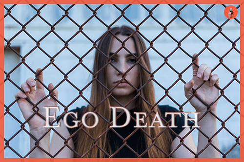 girl on lsd looking through fence and experiencing ego death